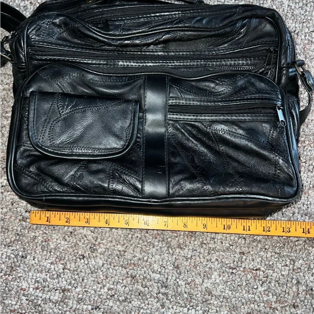Leather quilted laptop/business bag with handle/shoulder strap